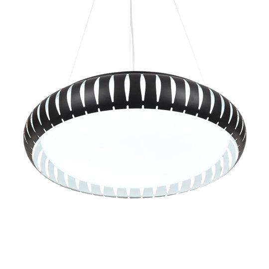 Contemporary Round LED Ceiling Pendant - Metal Gold/Black/White, Warm/White/Natural Light - 18"/22