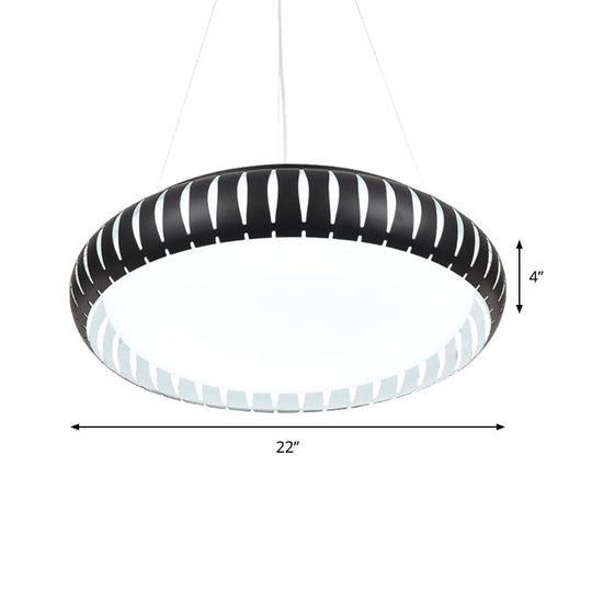 Contemporary Round LED Ceiling Pendant - Metal Gold/Black/White, Warm/White/Natural Light - 18"/22