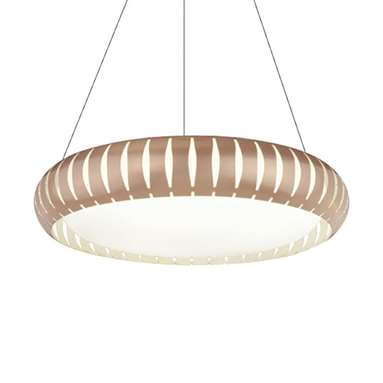 Contemporary Round LED Ceiling Pendant - Metal Gold/Black/White, Warm/White/Natural Light - 18"/22