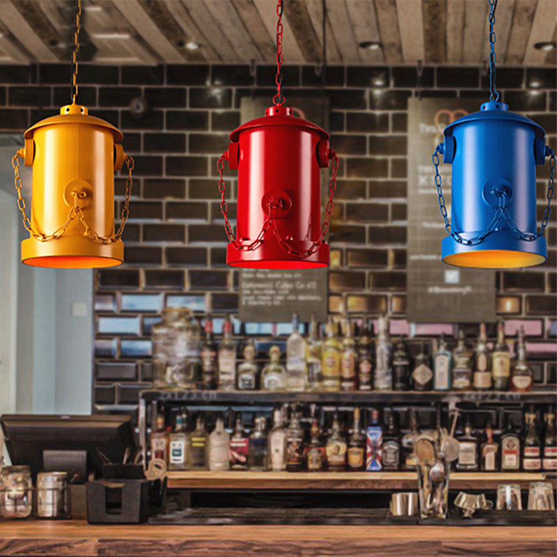 Metallic Fire Hydrant Hanging Light: Creative 1-Light Suspension For Restaurant Bar