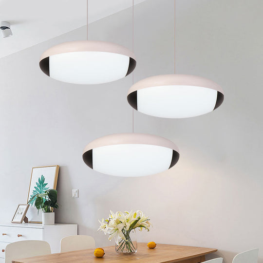 Sleek White Elliptical LED Pendant Lamp for Dining Room