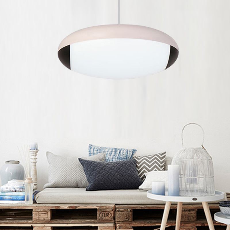 Sleek White Elliptical LED Pendant Lamp for Dining Room