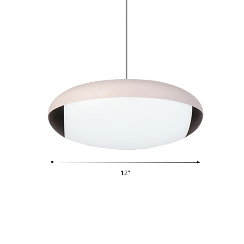 White Simplicity Led Pendant Ceiling Light For Dining Room - Elliptical Metal Fixture