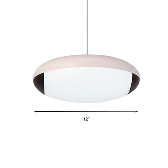 White Simplicity Led Pendant Ceiling Light For Dining Room - Elliptical Metal Fixture