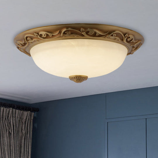 Farmhouse Dome Ceiling Lamp with Opaline Glass, Brass Finish - Multiple Sizes & Lights Available