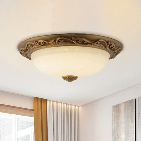 Farmhouse Dome Ceiling Lamp with Opaline Glass, Brass Finish - Multiple Sizes & Lights Available