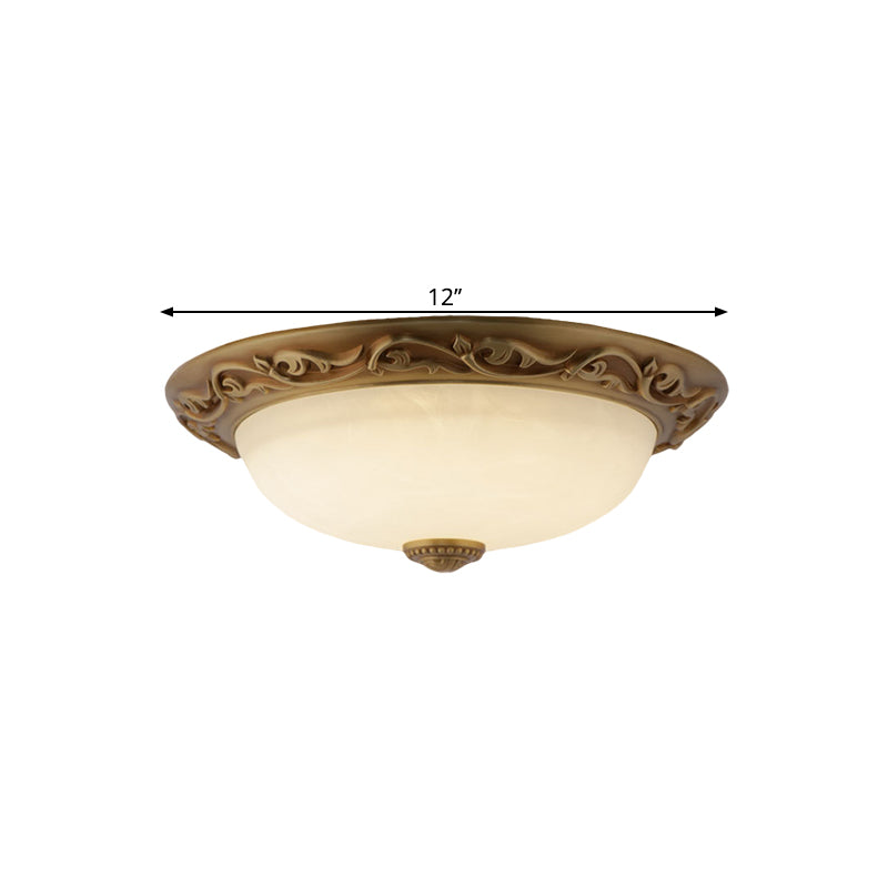 Farmhouse Dome Ceiling Lamp with Opaline Glass, Brass Finish - Multiple Sizes & Lights Available