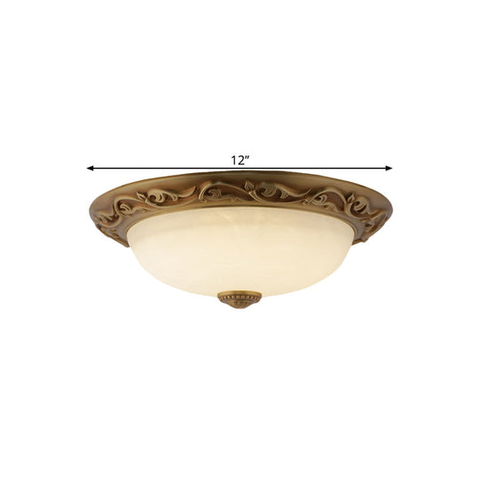 Farmhouse Dome Ceiling Lamp with Opaline Glass, Brass Finish - Multiple Sizes & Lights Available