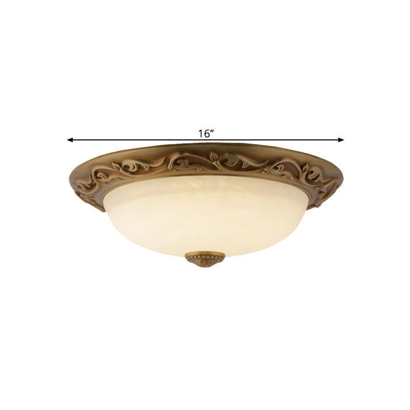 Farmhouse Dome Ceiling Lamp with Opaline Glass, Brass Finish - Multiple Sizes & Lights Available
