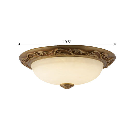 Farmhouse Dome Ceiling Lamp with Opaline Glass, Brass Finish - Multiple Sizes & Lights Available