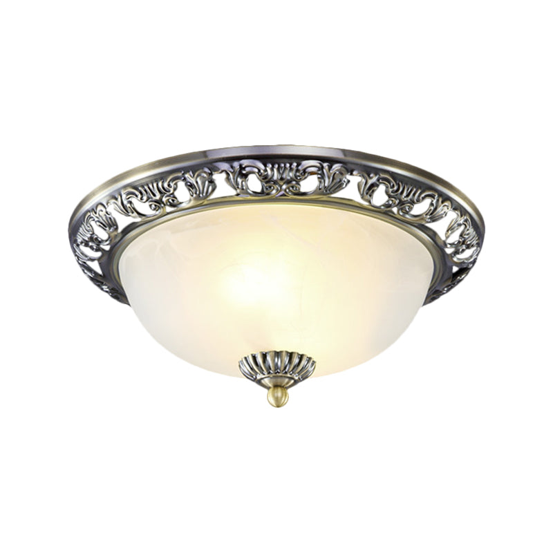Vintage Dome Glass Flush Mount Ceiling Light Fixture - 2 Bulbs Brass/Bronze/Copper Finish 12.5/15