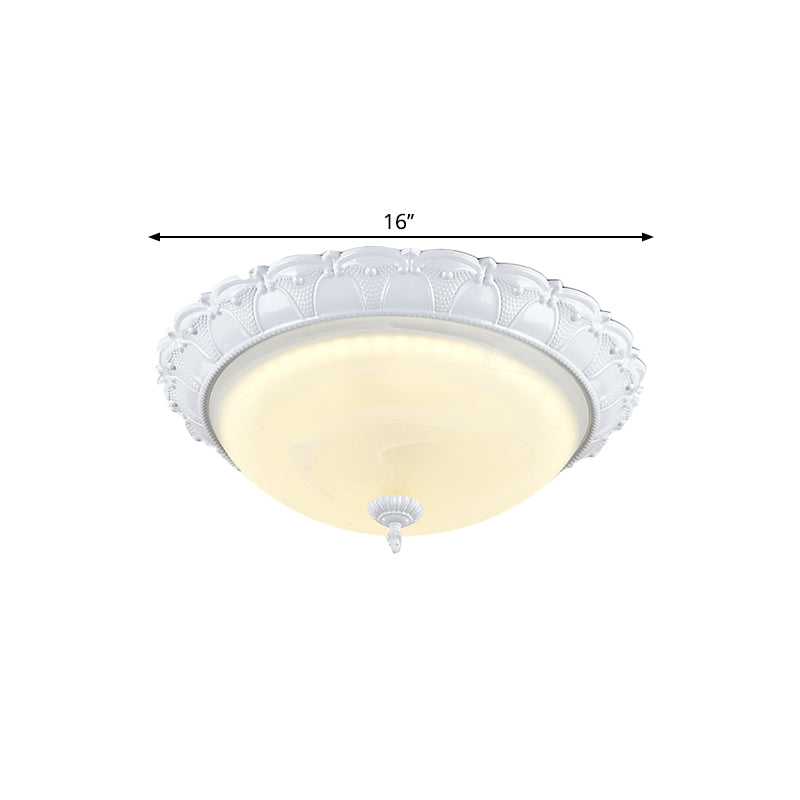 Flush Mount LED Dome Light in Cottage White with Frosted Glass, 16"/20.5" Width - Available in Warm and White Light.