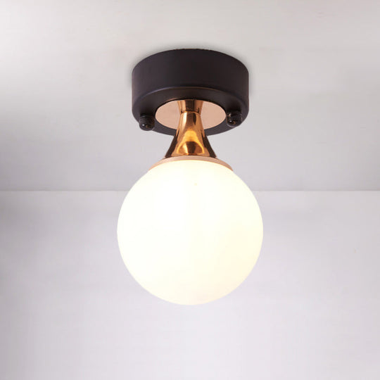 Loft Style Milky Glass Bubble Flush Mount Ceiling Lamp, Single Bulb, black
