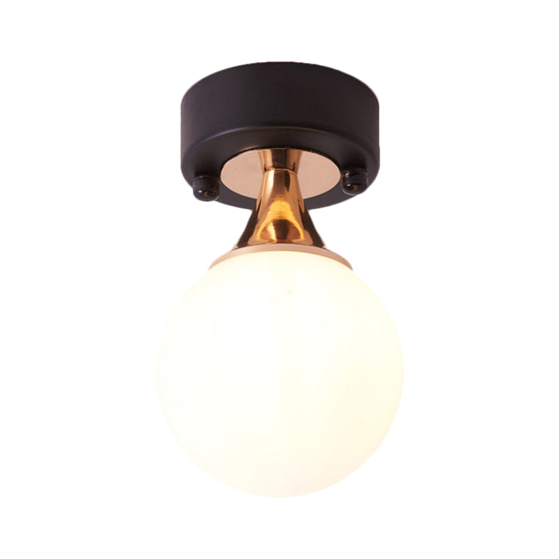 Loft Style Milky Glass Bubble Flush Mount Ceiling Lamp, Single Bulb, black