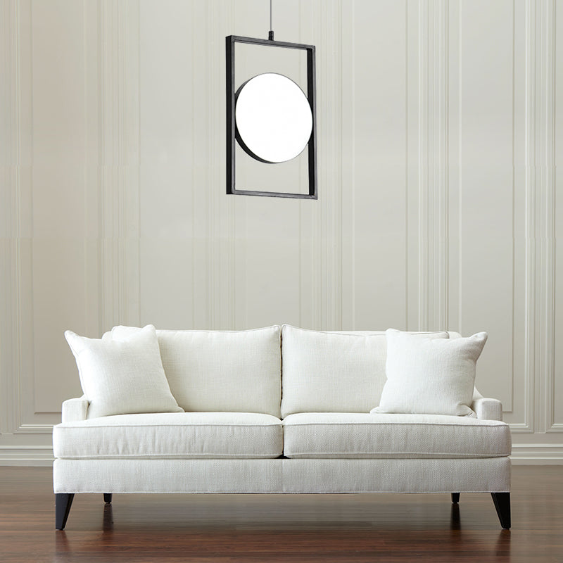 Modern Black Metal LED Pendant Hanging Light, Horizontal/Vertical Suspension Fixture