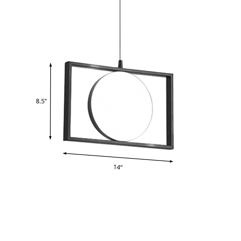 Modern Black Metal LED Pendant Hanging Light, Horizontal/Vertical Suspension Fixture