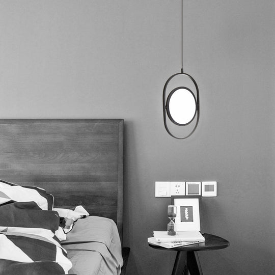Black Metal Led Oval Ceiling Pendant Light - Simple And Versatile