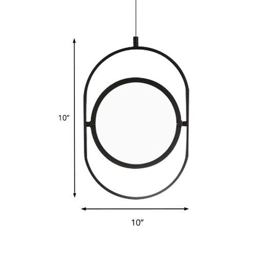 Black Metal Led Oval Ceiling Pendant Light - Simple And Versatile