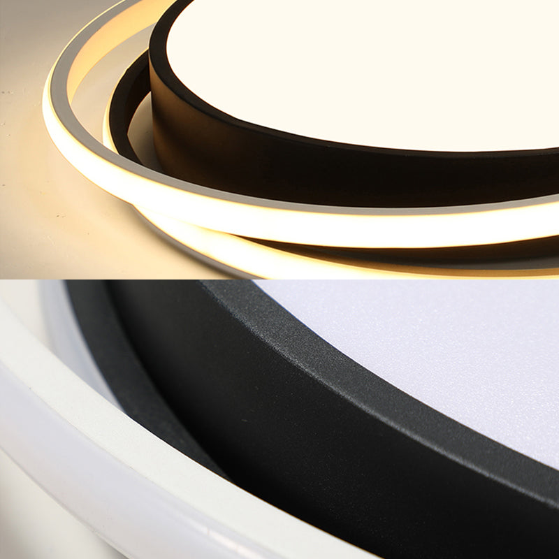 Modern Drum Flush Ceiling Light With Acrylic Diffuser - Integrated Led Black/White Ideal For Bedroom