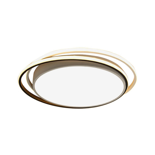 Modern Drum Flush Ceiling Light with Acrylic Diffuser - Integrated LED, Black/White - Ideal for Bedroom in Warm/White