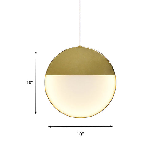 LED Gold Milk Glass Pendant Ceiling Lamp for Modern Living Room"