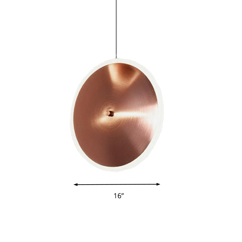 Vertical Disc Hanging Light: 8/12/16W Rose Gold Suspension Pendant With Led Acrylic In Warm/White