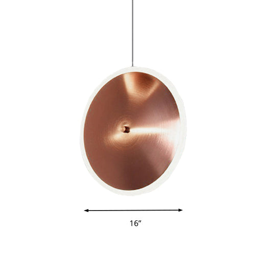 Vertical Disc Hanging Light: 8/12/16W Rose Gold Suspension Pendant With Led Acrylic In Warm/White