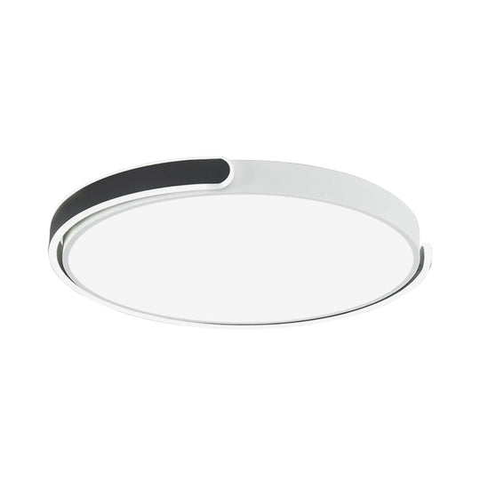 Modern LED Flush Ceiling Light with Acrylic Shade in Black/White/Champagne, 15"/19"/23" Diameter - Warm/White Bedroom Fixture