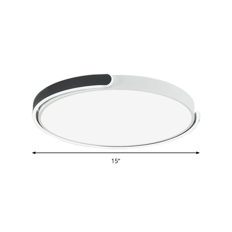 Modern LED Flush Ceiling Light with Acrylic Shade in Black/White/Champagne, 15"/19"/23" Diameter - Warm/White Bedroom Fixture