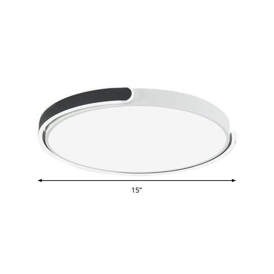 Modern LED Flush Ceiling Light with Acrylic Shade in Black/White/Champagne, 15"/19"/23" Diameter - Warm/White Bedroom Fixture