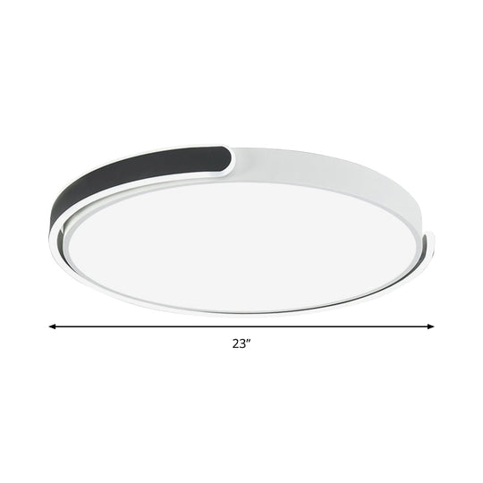 Modern LED Flush Ceiling Light with Acrylic Shade in Black/White/Champagne, 15"/19"/23" Diameter - Warm/White Bedroom Fixture