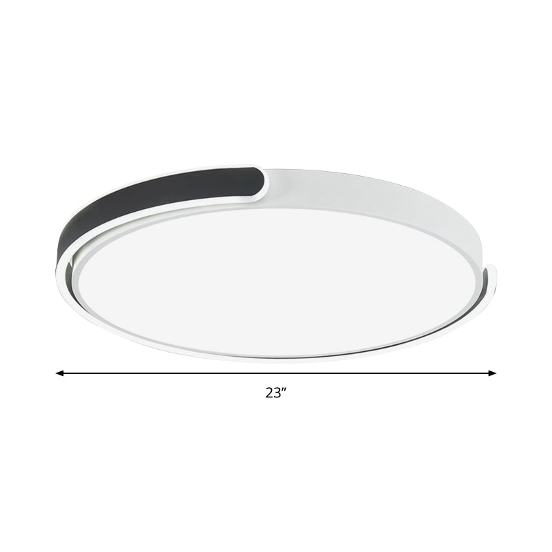 Modern Led Flush Ceiling Light With Acrylic Shade In Black/White/Champagne 15/19/23 Diameter -
