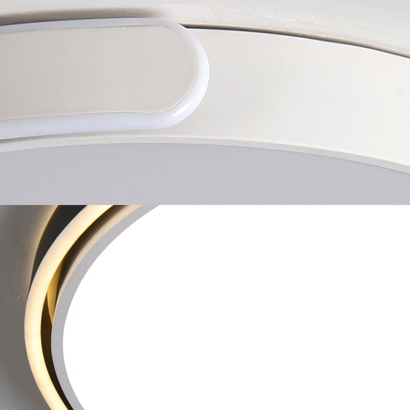 Modern LED Flush Ceiling Light with Acrylic Shade in Black/White/Champagne, 15"/19"/23" Diameter - Warm/White Bedroom Fixture