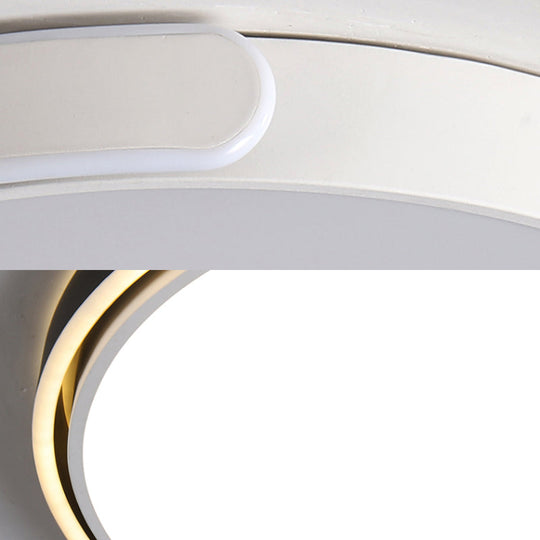 Modern LED Flush Ceiling Light with Acrylic Shade in Black/White/Champagne, 15"/19"/23" Diameter - Warm/White Bedroom Fixture