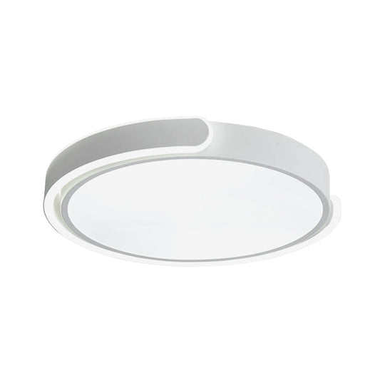 Modern LED Flush Ceiling Light with Acrylic Shade in Black/White/Champagne, 15"/19"/23" Diameter - Warm/White Bedroom Fixture
