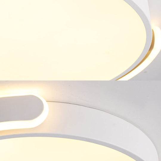 Modern LED Flush Ceiling Light with Acrylic Shade in Black/White/Champagne, 15"/19"/23" Diameter - Warm/White Bedroom Fixture