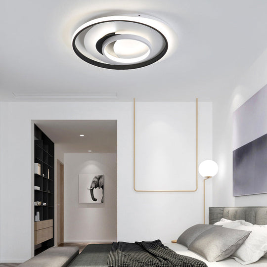 Modern Black Flush Ceiling Lighting Fixture - 18"/21.5" Round Acrylic LED Flush Light in Warm/White