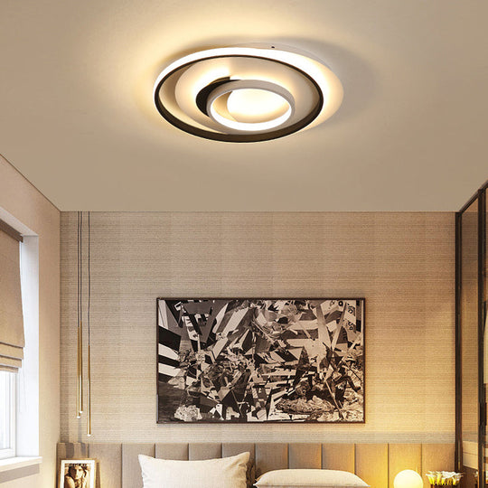 Modern Black Flush Ceiling Lighting Fixture - 18"/21.5" Round Acrylic LED Flush Light in Warm/White