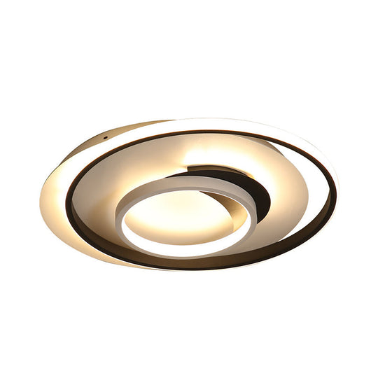 Modern Black Flush Ceiling Lighting Fixture - 18"/21.5" Round Acrylic LED Flush Light in Warm/White