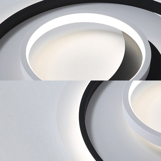 Modern Black Flush Ceiling Lighting Fixture - 18"/21.5" Round Acrylic LED Flush Light in Warm/White