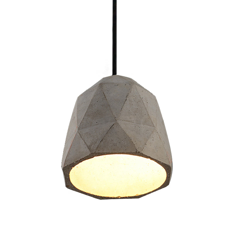 Vintage Cement Pendant Hanging Lamp: Bowl/Cylinder/Semi Circle Shape 1 Light Grey - Ideal For Dining