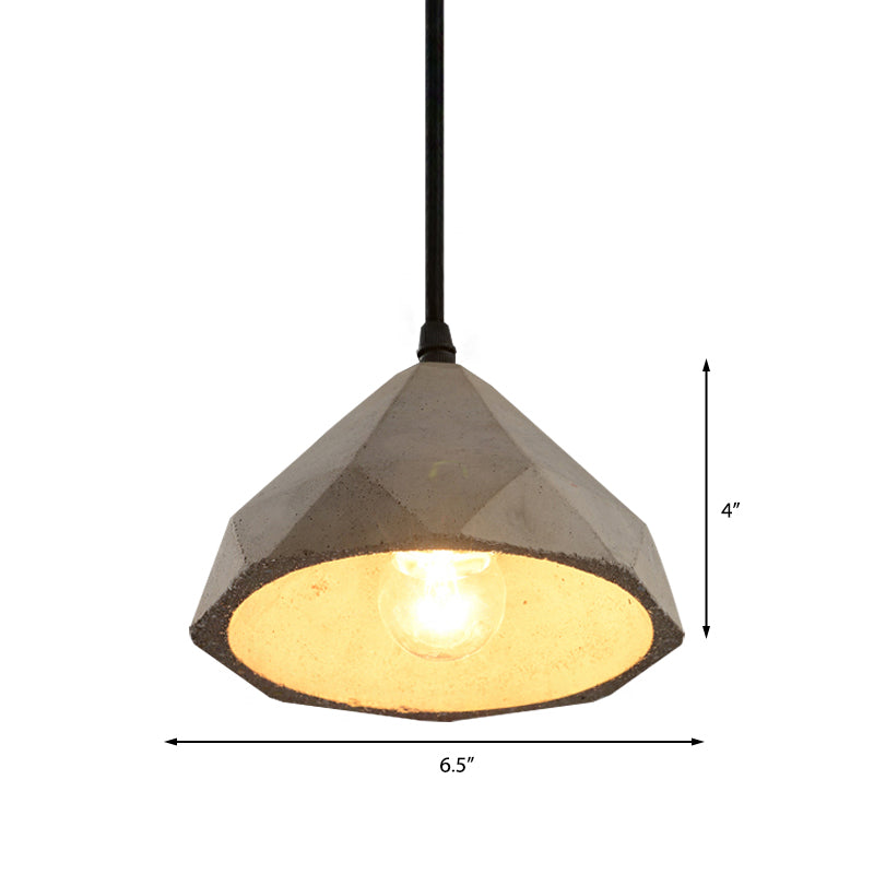 Vintage Cement Pendant Hanging Lamp: Bowl/Cylinder/Semi Circle Shape 1 Light Grey - Ideal For Dining