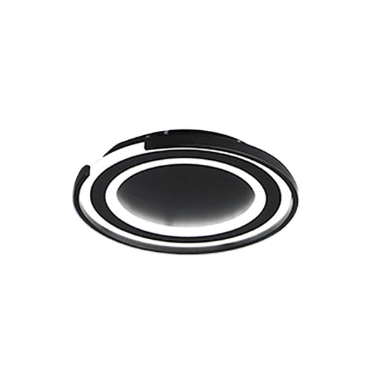 Plafonnier LED en métal simple à encastrer - Plafonnier rond noir/noir et blanc pour chambre à coucher en blanc chaud/blanc, diamètre 16"/20,5"