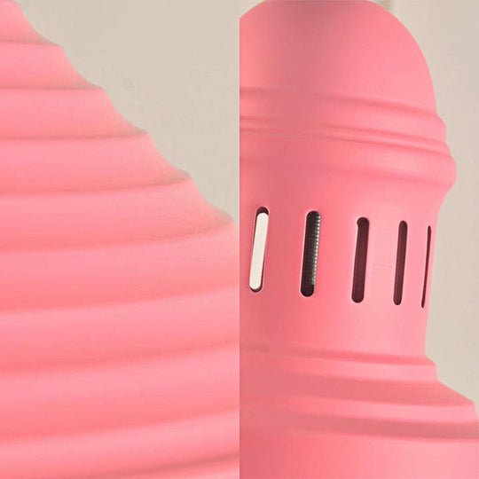 Modern Metal Ribbed Kitchen Pendant Light - Conical/Double Bubble, 1-Light, Red/Yellow/White