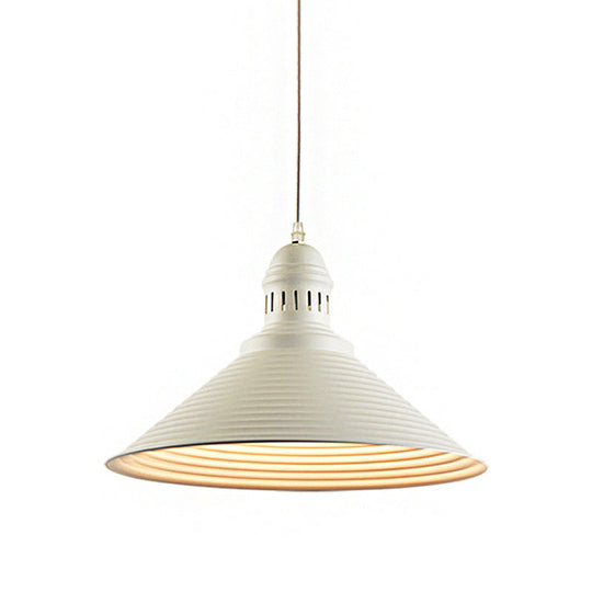 Modern Metal Ribbed Kitchen Pendant Light - Conical/Double Bubble, 1-Light, Red/Yellow/White