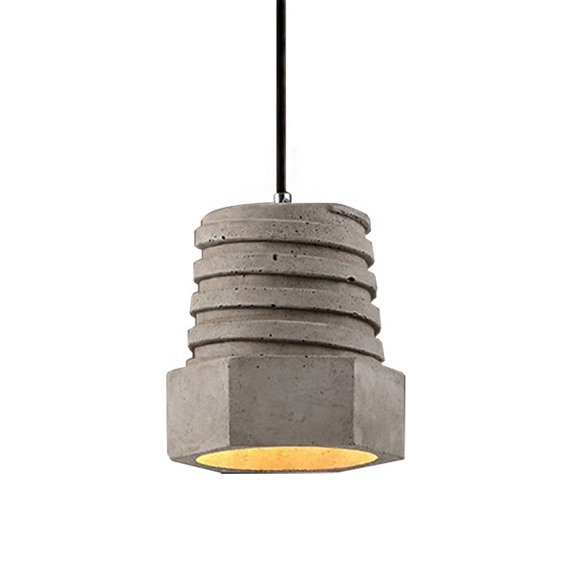 Screw Shape Pendant Light Fixture - Industrial Gray Cement Hanging Lamp For Restaurants