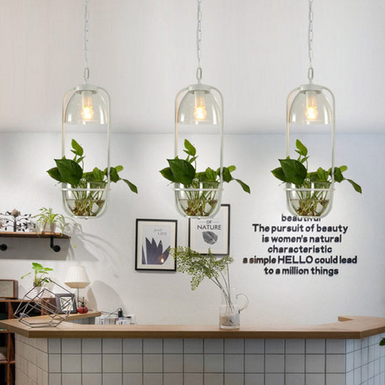 Vintage Rectangle Pendant Ceiling Light: Metal LED Suspension Lamp (1 Bulb) in Black/White/Gold for Restaurants