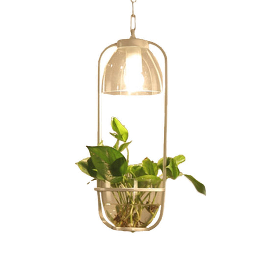 Vintage Rectangle Pendant Ceiling Light: Metal LED Suspension Lamp (1 Bulb) in Black/White/Gold for Restaurants