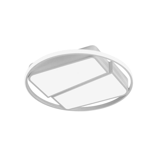 Modern Metal Black/White LED Ceiling Mount Light - 2-Trapezoid Design, 16"/19.5" Wide Flush Fixture for Bedroom in Warm/White Light