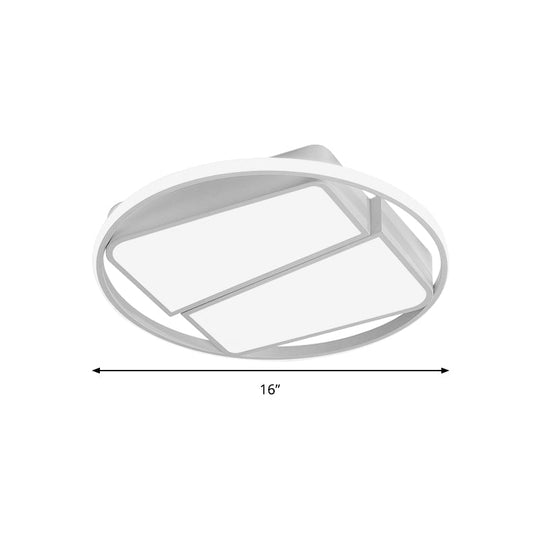 Modern Metal Black/White LED Ceiling Mount Light - 2-Trapezoid Design, 16"/19.5" Wide Flush Fixture for Bedroom in Warm/White Light